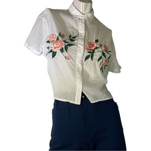Rails Gretta Embroidered Floral Button Down T Shirt